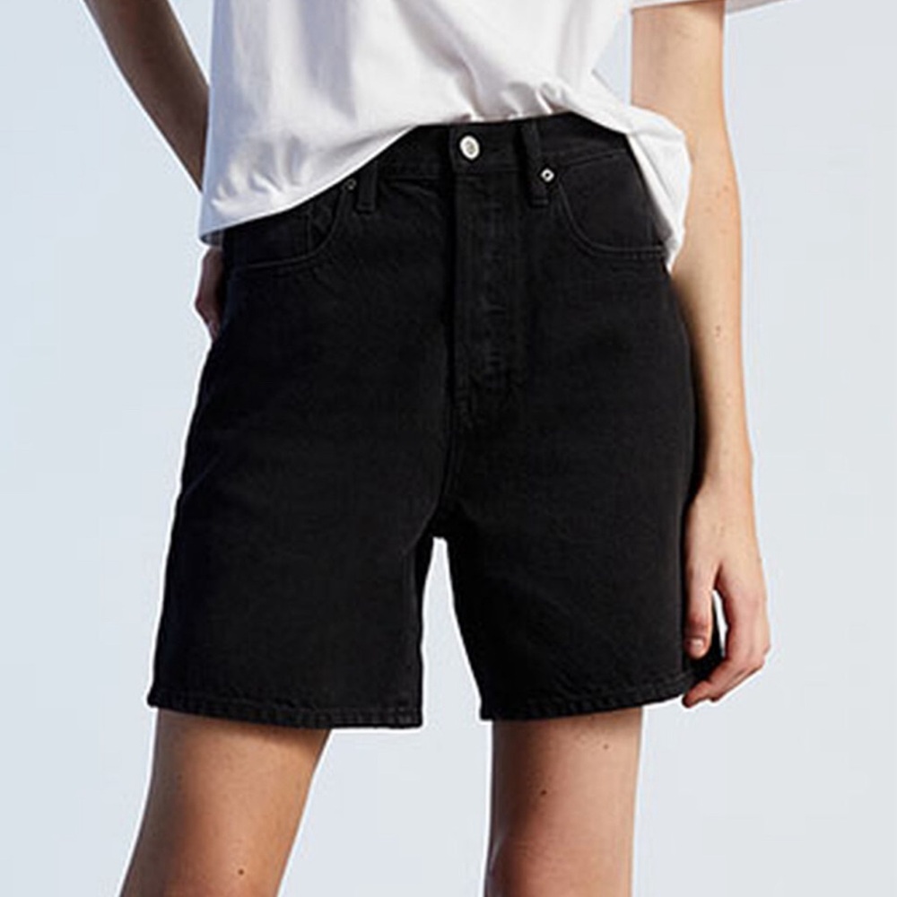 PACSUN Black Denim Dad Shorts